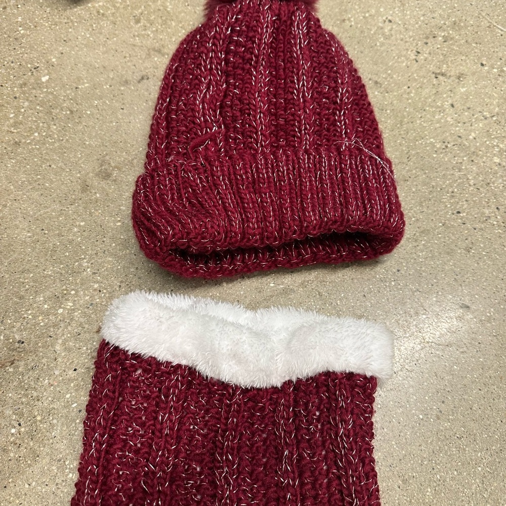 Cozy Red Knit Beanie and Scarf Set